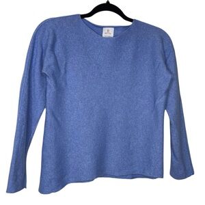 Betta Italy Merino Wool Cashmere Long Sleeve Blue Knit Sweater Size Small